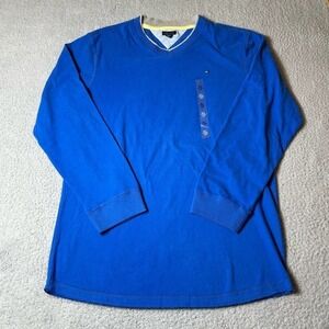 Tommy Hilfiger Sweater Boys 20 Blue Embroidered Logo Pullover V Neck Sweater NEW